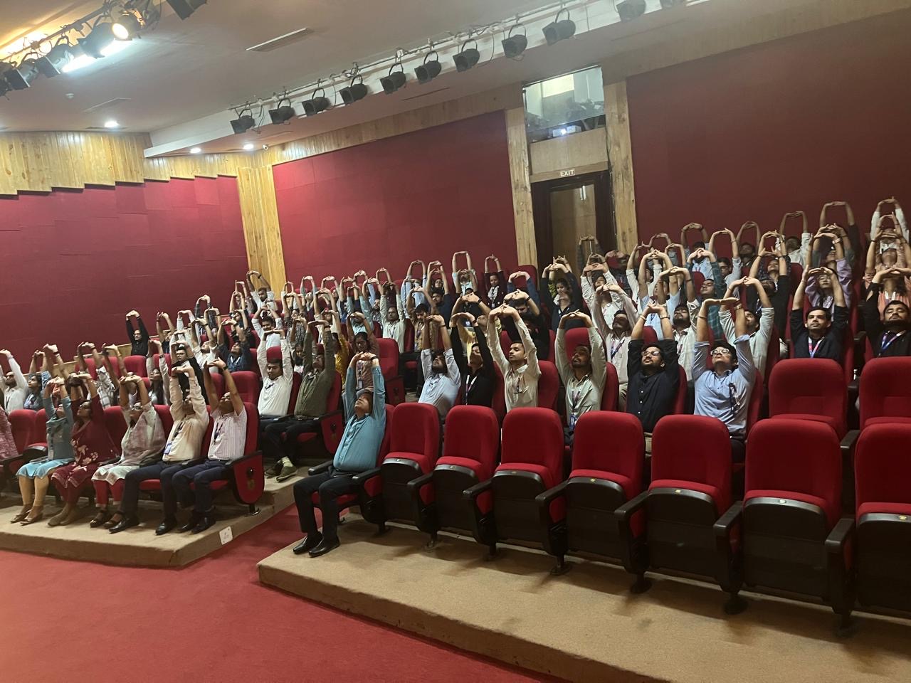 Dr. Shivam Mishra guiding participants in breathing exercises